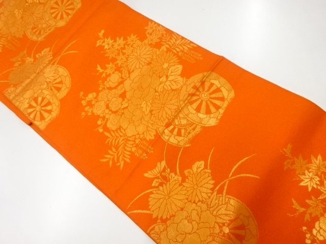 JAPANESE FUKURO OBI / WOVEN FLORAL CART